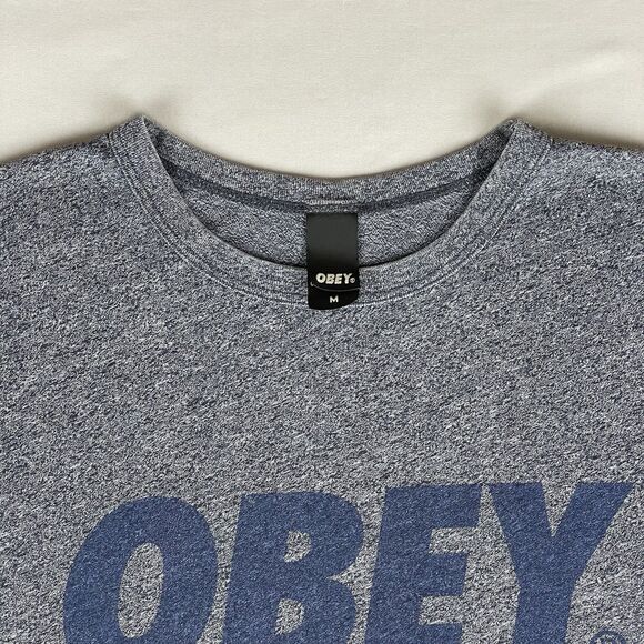 Obey Accent Graphic Tee Shirt Unisex Medium Gray Blue Basic Classic Preppy Retro - Picture 4 of 13